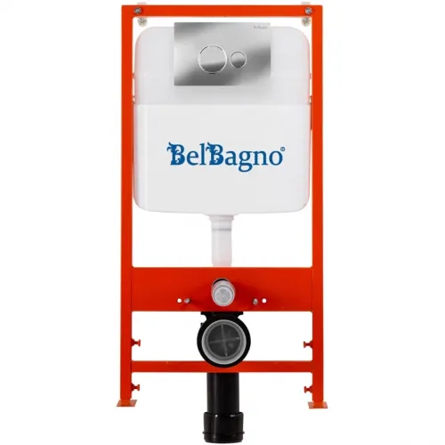 Инсталляция для унитаза BelBagno BB026 + BB081CR с кнопкой смыва, хром