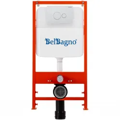 Инсталляция для унитаза BelBagno BB026 + BB082BL с кнопкой смыва, белый глянец
