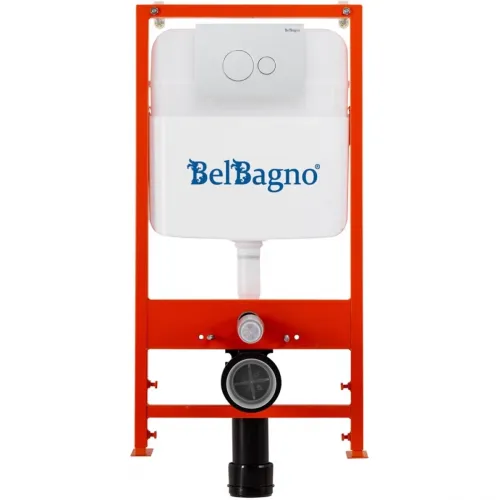 Инсталляция для унитаза BelBagno BB026 + BB082BL с кнопкой смыва, белый глянец