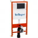 Инсталляция для унитаза BelBagno BB026 + BB084NERO с кнопкой смыва, черный матовый