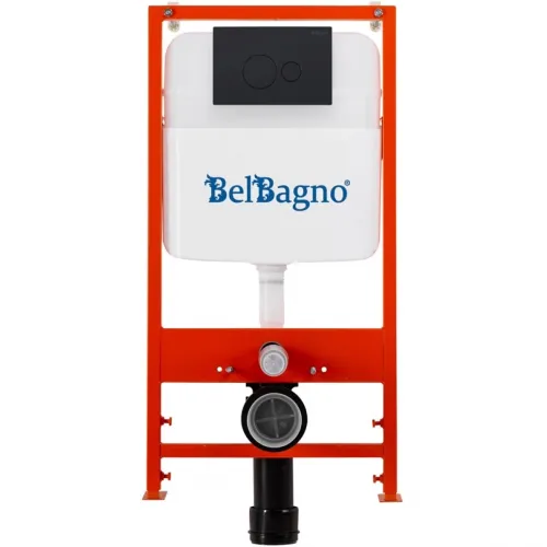 Инсталляция для унитаза BelBagno BB026 + BB084NERO с кнопкой смыва, черный матовый