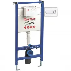 Инсталляция для унитаза Pestan Onyx 40006356 + 40006363 SET40006356OW с кнопкой смыва, белый глянец/матовый хром