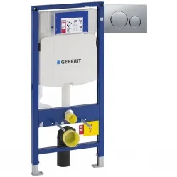 Инсталляция для унитаза Geberit Duofix Sigma 20 111.300.00.5 + 111.815.00.1 + 115.882.JQ.1 с кнопкой смыва, матовый хром/хром/матовый хром