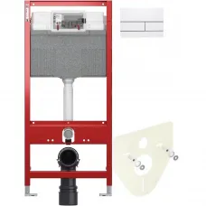 Инсталляция для унитаза Tece TECEsquare II 9300302 + 9200010 + 9380014 + 9240832 с кнопкой смыва, белый глянец