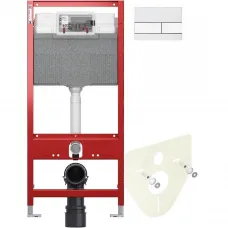 Инсталляция для унитаза Tece TECEsquare 9300302 + 9200010 + 9380014 + 9240800 с кнопкой смыва, белый
