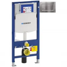 Инсталляция для унитаза Geberit Duofix Sigma 30 111.300.00.5 + 111.815.00.1 + 115.893.KX.1 с кнопкой смыва, матовый хром/хром/матовый хром
