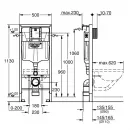 Инсталляция для унитаза Grohe Nova Cosmopolitan S 39750001 + 37601SH0 с кнопкой смыва, альпийский белый