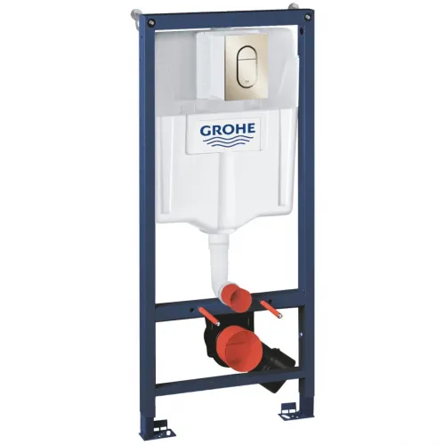 Инсталляция для унитаза Grohe Arena Cosmopolitan S 39750001 + 37624BE0 с кнопкой смыва, никель глянец