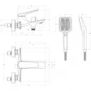 Смеситель для ванны Cezares Liner LINER-VD-GM с душевым гарнитуром, оружейная сталь