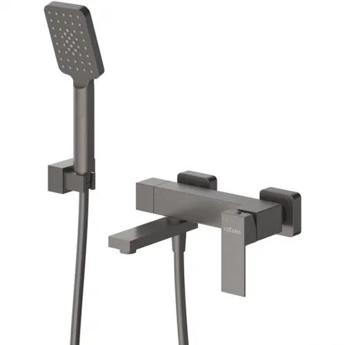 Смеситель для ванны Cezares Slider SLIDER-VD-GM с душевым гарнитуром, оружейная сталь