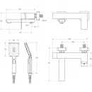 Смеситель для ванны Cezares Slider SLIDER-VD-NOP с душевым гарнитуром, черный матовый
