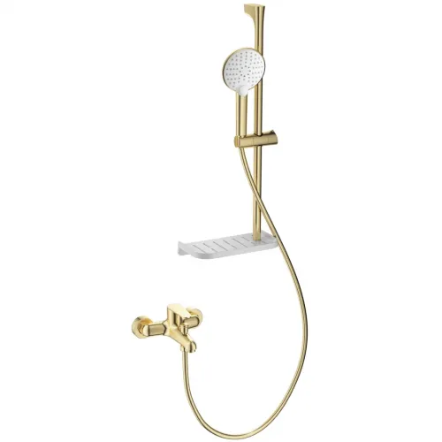 Смеситель для ванны Wonzon & Woghand Alfa WW-AE3201-BG с душевым гарнитуром, золотой матовый