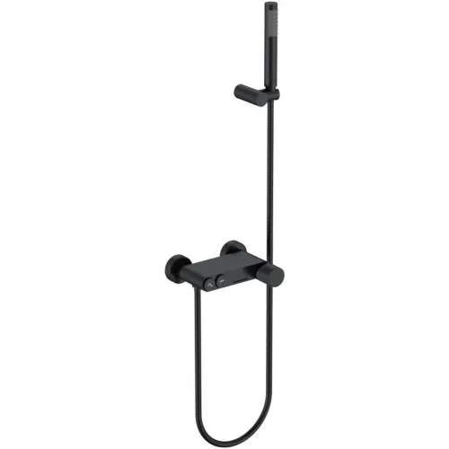 Смеситель для ванны Boheme Stick Spirale 123-BB.4 с душевым гарнитуром, черный матовый
