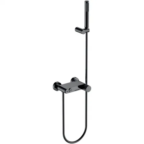 Смеситель для ванны Boheme Stick Linea 123-SGM.3 с душевым гарнитуром, графит глянец