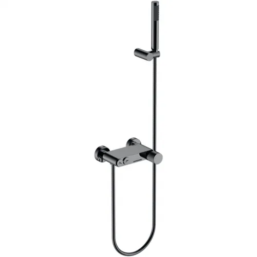 Смеситель для ванны Boheme Stick Spirale 123-SGM.4 с душевым гарнитуром, графит глянец