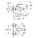 Смеситель для ванны Grohe Eurosmart 33300003 + 26591000