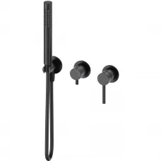Смеситель для ванны Wonzon & Woghand Stick WW-838017-MB встраиваемый, с душевым гарнитуром, черный матовый