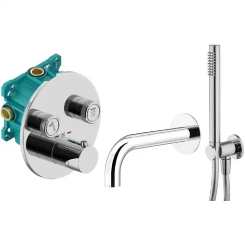 Термостат для ванны Plumberia Selection PSBOX KITPSB02CR60 встраиваемый, с душевым гарнитуром, хром