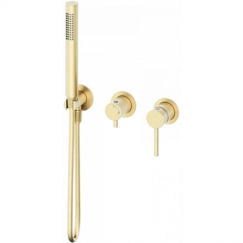 Смеситель для ванны Wonzon & Woghand Stick WW-838017-BG встраиваемый, с душевым гарнитуром, золотой матовый