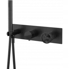 Смеситель для ванны Remer Chrono CH97D2CFP встраиваемый, с душевым гарнитуром, черный хром матовый