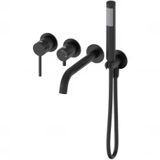 Смеситель для ванны Wonzon & Woghand Stick WW-889017-MB встраиваемый, с душевым гарнитуром, черный матовый