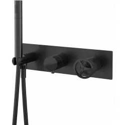 Смеситель для ванны Remer Chrono CH97D3CFP встраиваемый, с душевым гарнитуром, черный хром матовый