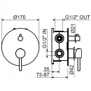 Смеситель для ванны Plumberia Selection IXO KIT1901CS встраиваемый, матовый хром