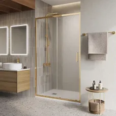 Душевая дверь BelBagno Luce LUCE-BF-1-120-C-ORO 120 см, профиль золотой, стекло прозрачное
