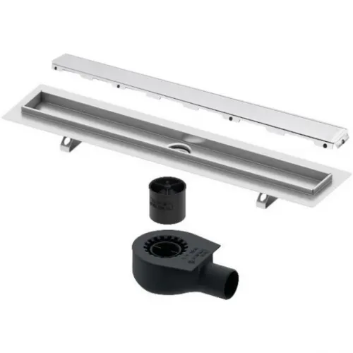 Душевой трап (лоток) Tece TECEdrainline glass 600800 + 650000 + 660016 + 600891 74,3 см, с решеткой, щелевой, белый