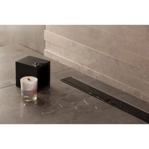Душевой трап (лоток) Pestan Confluo Frameless Black Glass Line 13701201 30 см, с решеткой, щелевой, матовый хром/черный глянец