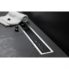 Душевой трап (лоток) Pestan Confluo Premium Black Glass Line 13000290 30 см, с решеткой, щелевой, матовый хром/черный глянец
