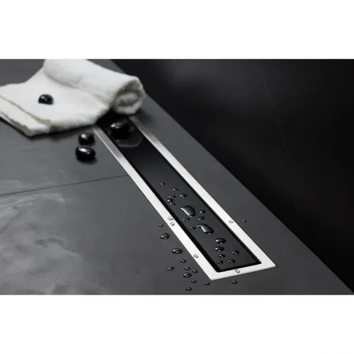 Душевой трап (лоток) Pestan Confluo Premium Black Glass Line 13000290 30 см, с решеткой, щелевой, матовый хром/черный глянец