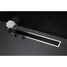 Душевой трап (лоток) Pestan Confluo Premium Black Glass Line 13000291 45 см, с решеткой, щелевой, матовый хром/черный глянец