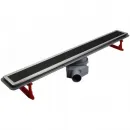 Душевой трап (лоток) Pestan Confluo Premium Black Glass Line 13000292 55 см, с решеткой, щелевой, матовый хром/черный глянец