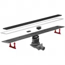 Душевой трап (лоток) Pestan Confluo Premium Black Glass Line 13000293 65 см, с решеткой, щелевой, матовый хром/черный глянец