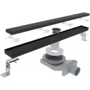 Душевой трап (лоток) Plumberia Selection Linear PSL70NO 70 см, с решеткой, 2 в 1 под плитку, черный матовый