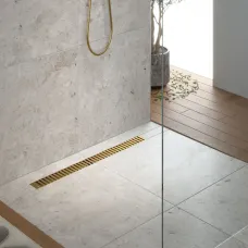 Душевой трап (лоток) Timo Drain System Lines DS230106/17 60 см, с решеткой, перфорированный, золотой матовый