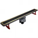 Душевой трап (лоток) Pestan Confluo Premium Black Glass Gold Line 13100116 65 см, с решеткой, щелевой, золотой/матовый хром