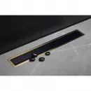 Душевой трап (лоток) Pestan Confluo Premium Black Glass Gold Line 13100118 85 см, с решеткой, щелевой, золотой/матовый хром