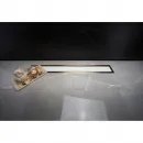 Душевой трап (лоток) Pestan Confluo Premium White Glass Gold Line 13100121 55 см, с решеткой, щелевой, белый глянец/золотой