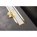 Душевой трап (лоток) Pestan Confluo Premium White Glass Gold Line 13100122 65 см, с решеткой, щелевой, белый глянец/золотой