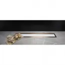 Душевой трап (лоток) Pestan Confluo Premium White Glass Gold Line 13100122 65 см, с решеткой, щелевой, белый глянец/золотой