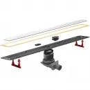 Душевой трап (лоток) Pestan Confluo Premium White Glass Gold Line 13100122 65 см, с решеткой, щелевой, белый глянец/золотой
