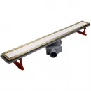 Душевой трап (лоток) Pestan Confluo Premium White Glass Gold Line 13100123 75 см, с решеткой, щелевой, белый глянец/золотой