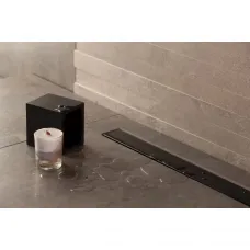 Душевой трап (лоток) Pestan Confluo Frameless Black Glass Line 13701205 75 см, с решеткой, щелевой, матовый хром/черный глянец