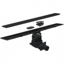 Душевой трап (лоток) Pestan Confluo Frameless Black Glass Line 13701205 75 см, с решеткой, щелевой, матовый хром/черный глянец