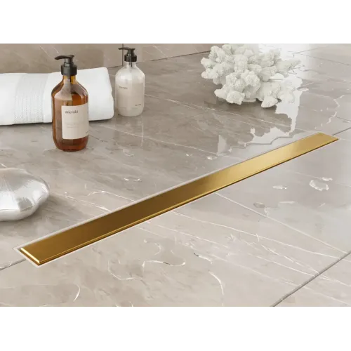 Душевой трап (лоток) Plumberia Selection Modular PSM70OB 70 см, с решеткой, 2 в 1 под плитку, золотой матовый