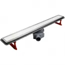 Душевой трап (лоток) Pestan Confluo Confluo Premium White Glass Line 13000352 95 см, с решеткой, щелевой, матовый хром/белый глянец
