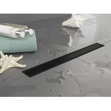 Душевой трап (лоток) Plumberia Selection In-Tile PST100NO 95,8 см, с решеткой, 2 в 1 под плитку, черный матовый