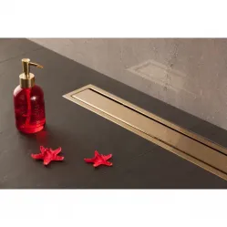 Душевой трап (лоток) Pestan Confluo Premium Gold Line 13100050 30 см, с решеткой, 2 в 1 под плитку, золотой